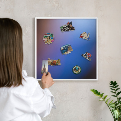 Tablero magnético de pared para imanes con marco blanco Colores del equilibrio