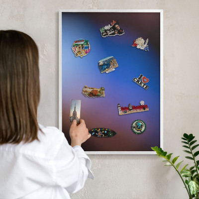 Tablero magnético de pared para imanes con marco blanco Colores del equilibrio