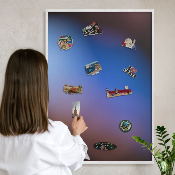 Tablero magnético de pared para imanes con marco blanco Colores del equilibrio