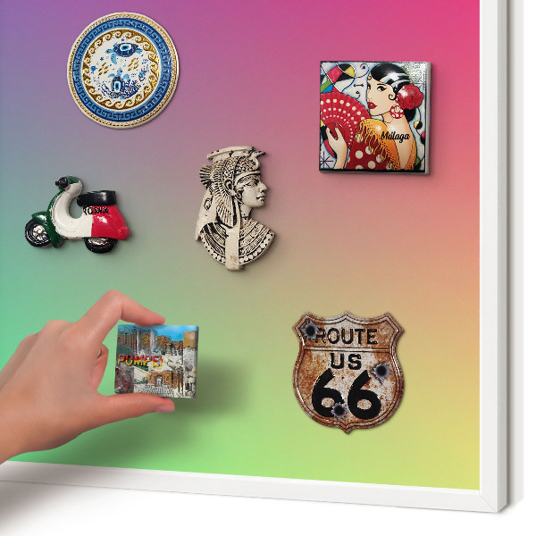 Tablero magnético metálico para souvenirs en color blanco Degradado colorido