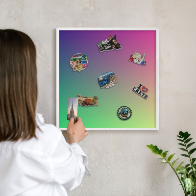 Tablero magnético metálico para souvenirs en color blanco Degradado colorido