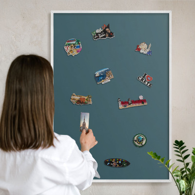 Tablero magnético de pared para imanes con marco blanco Turquesa oscuro
