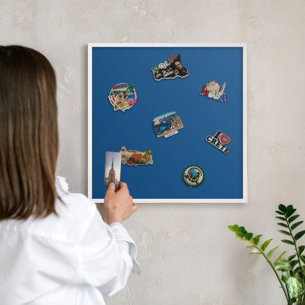 Tablero magnético metálico para souvenirs en color blanco Azul oscuro