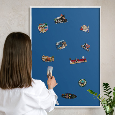 Tablero magnético metálico para souvenirs en color blanco Azul oscuro