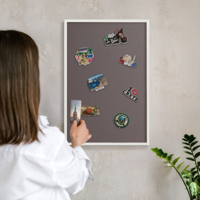Tablero magnético metálico para souvenirs en color blanco Marrón descolorido