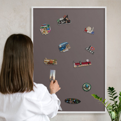 Tablero magnético metálico para souvenirs en color blanco Marrón descolorido