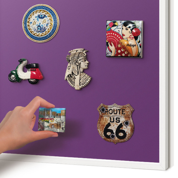 Tablero magnético de pared para imanes con marco blanco Morado intenso