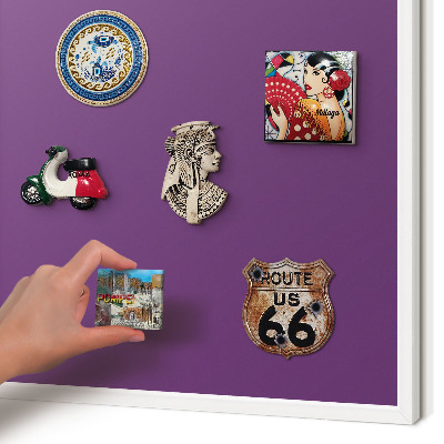 Tablero magnético de pared para imanes con marco blanco Morado intenso