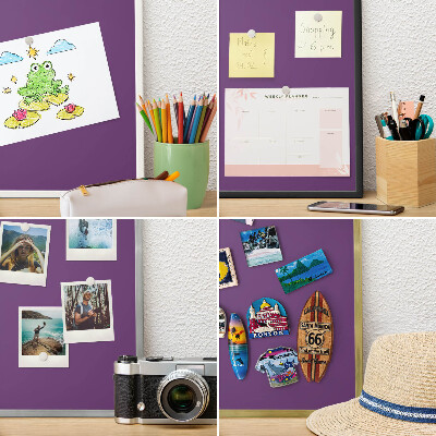 Tablero magnético de pared para imanes con marco blanco Morado intenso