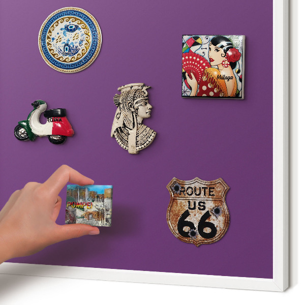 Tablero magnético de pared para imanes con marco blanco Morado intenso