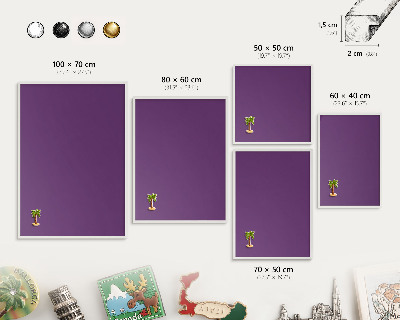 Tablero magnético de pared para imanes con marco blanco Morado intenso