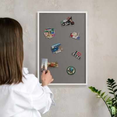Tablero magnético metálico para souvenirs en color blanco Gris oscuro