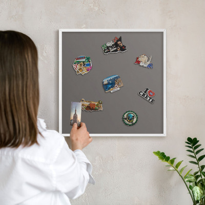 Tablero magnético metálico para souvenirs en color blanco Gris oscuro