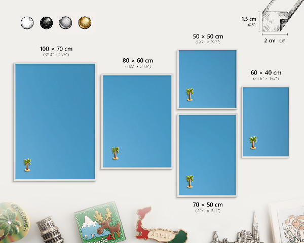 Tablero magnético de pared para imanes con marco blanco Aguas azules