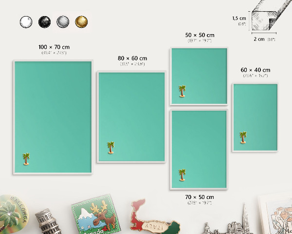 Tablero magnético metálico para souvenirs en color blanco Menta fuerte