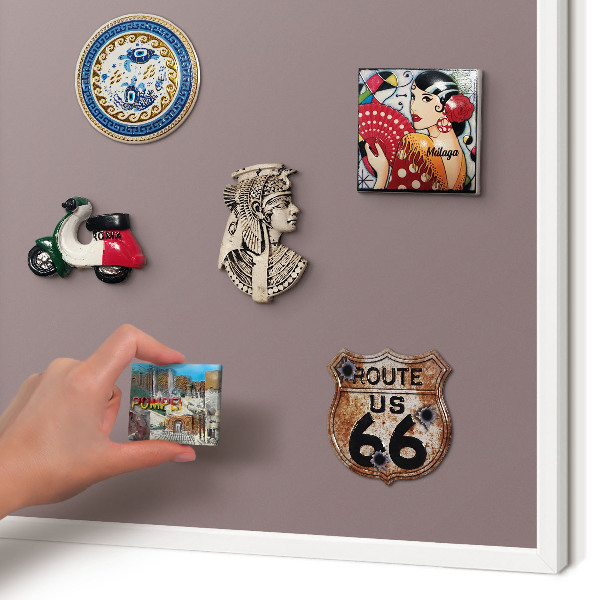 Tablero magnético de pared para imanes con marco blanco Marrón ceniza