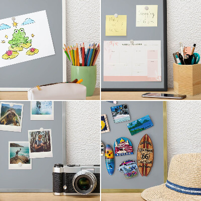 Tablero magnético de pared para imanes con marco blanco Gris delicado