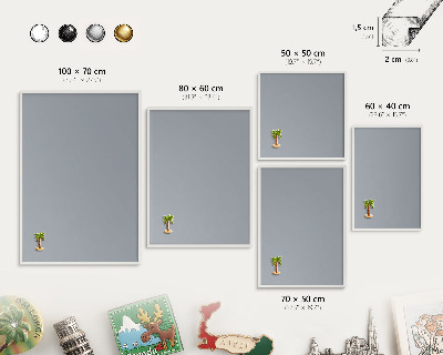 Tablero magnético de pared para imanes con marco blanco Gris delicado
