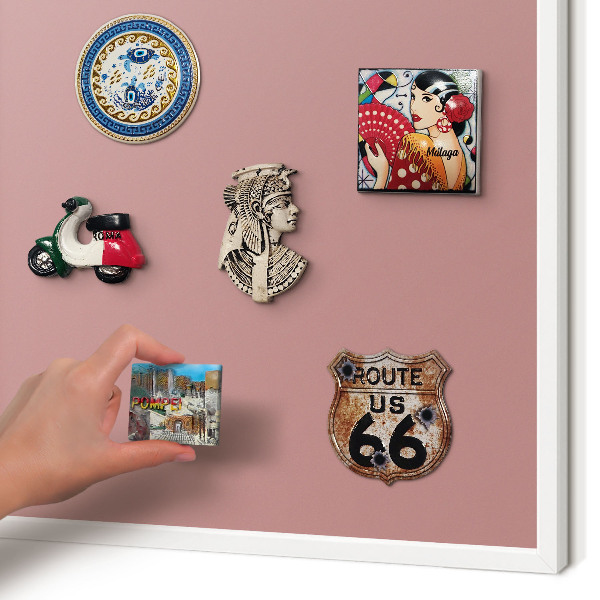 Tablero magnético de pared para imanes con marco blanco Rosa empolvado pastel