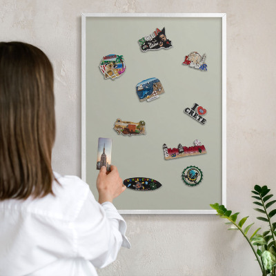 Tablero magnético metálico para souvenirs en color blanco Gris cálido