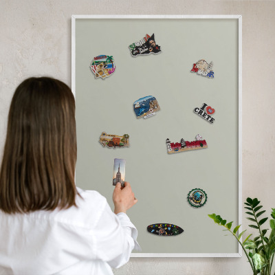 Tablero magnético metálico para souvenirs en color blanco Gris cálido