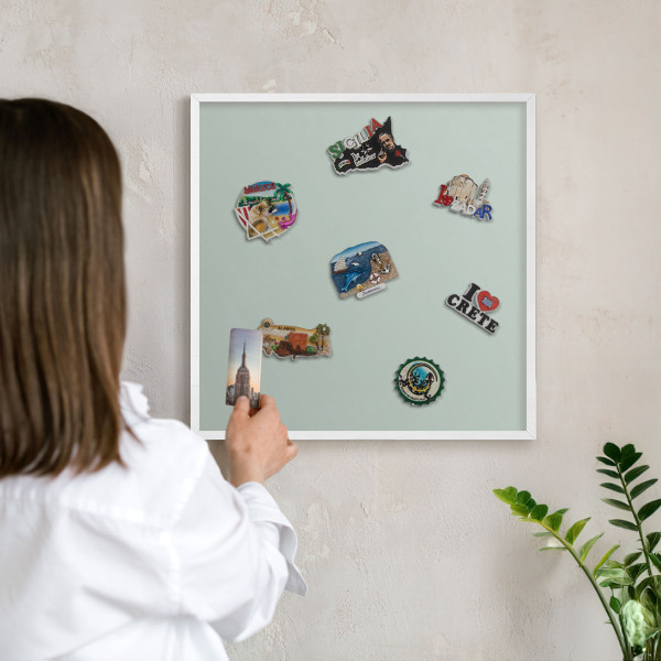 Tablero magnético de pared para imanes con marco blanco Menta clara