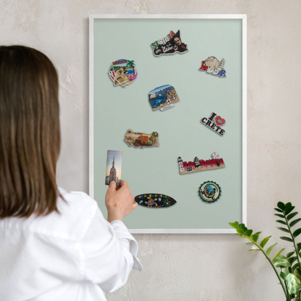 Tablero magnético de pared para imanes con marco blanco Menta clara