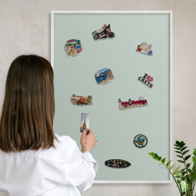 Tablero magnético de pared para imanes con marco blanco Menta clara