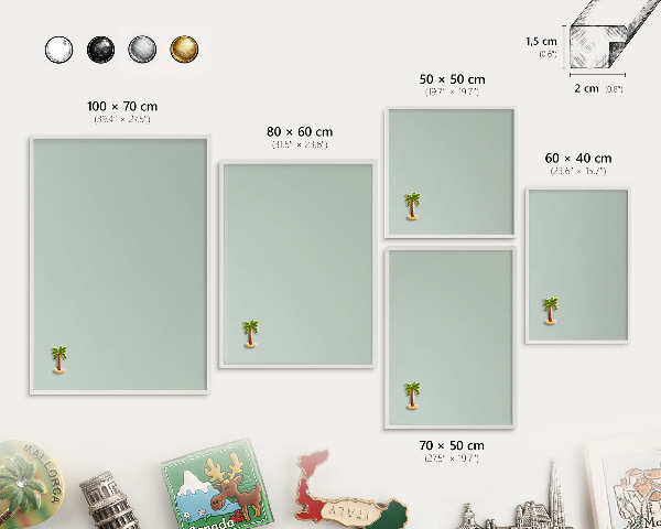 Tablero magnético de pared para imanes con marco blanco Menta clara