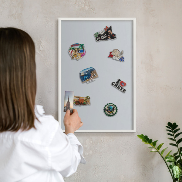 Tablero magnético metálico para souvenirs en color blanco Gris claro