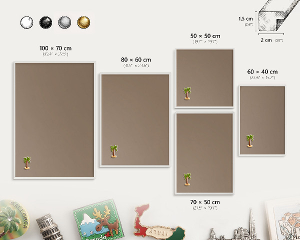 Tablero magnético de pared para imanes con marco blanco Marrón neutro