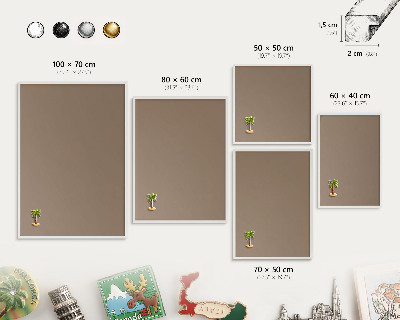 Tablero magnético de pared para imanes con marco blanco Marrón neutro