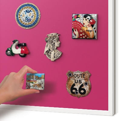 Tablero magnético metálico para souvenirs en color blanco Rosa intenso