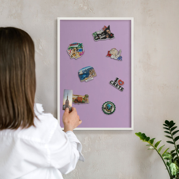 Tablero magnético de pared para imanes con marco blanco Morado claro