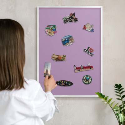 Tablero magnético de pared para imanes con marco blanco Morado claro
