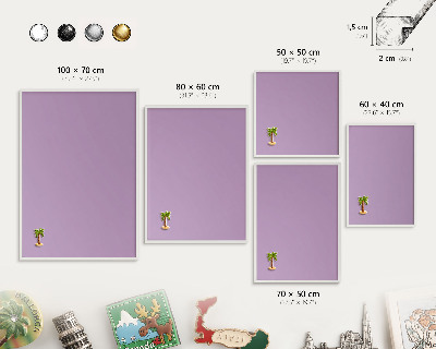 Tablero magnético de pared para imanes con marco blanco Morado claro