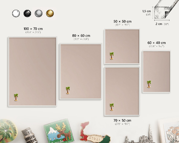 Tablero magnético de pared para imanes con marco blanco Rosa beige