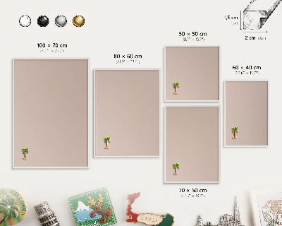 Tablero magnético de pared para imanes con marco blanco Rosa beige