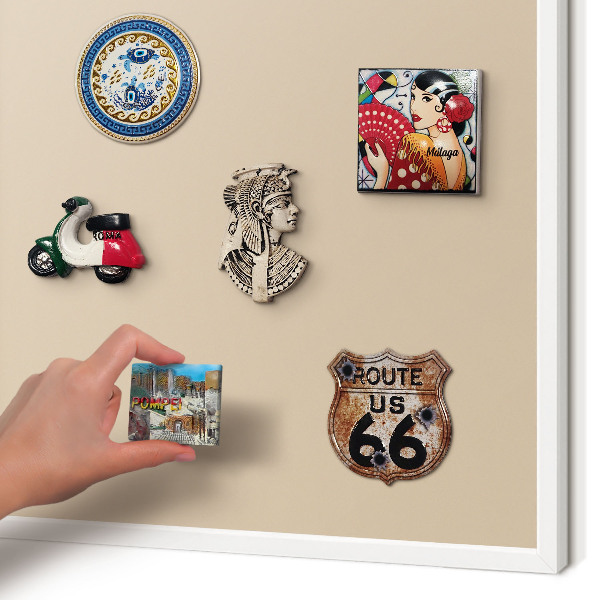 Tablero magnético de pared para imanes con marco blanco Naranja beige