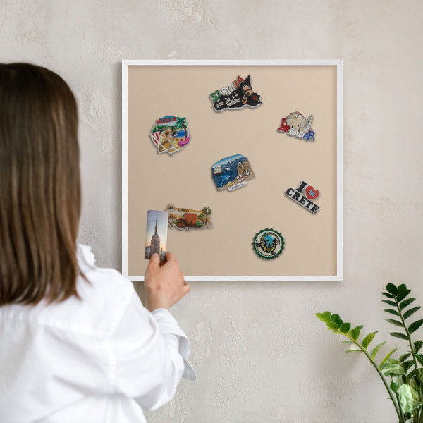 Tablero magnético de pared para imanes con marco blanco Naranja beige