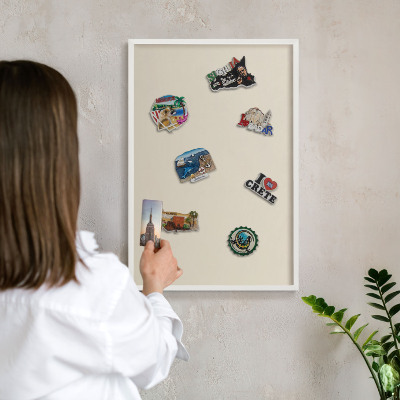 Tablero magnético metálico para souvenirs en color blanco Piedra clara