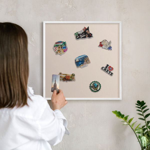 Tablero magnético de pared para imanes con marco blanco Beige cálido