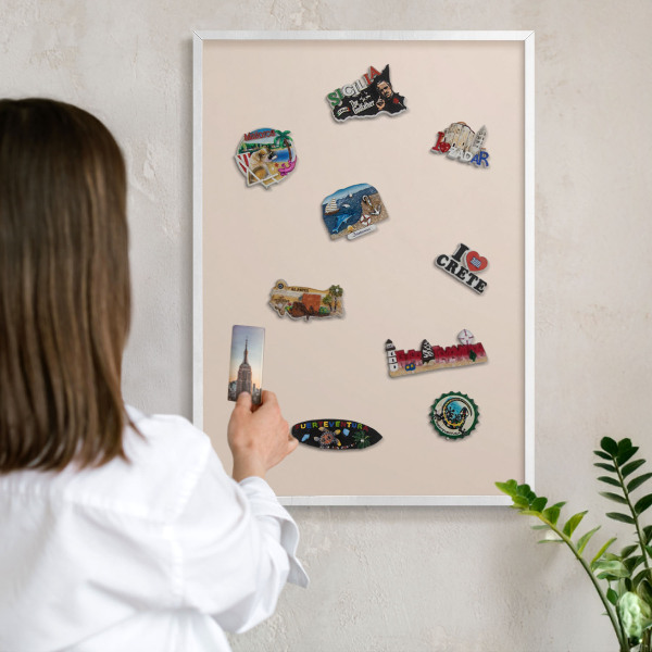 Tablero magnético de pared para imanes con marco blanco Beige cálido