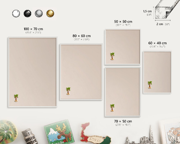 Tablero magnético de pared para imanes con marco blanco Beige cálido