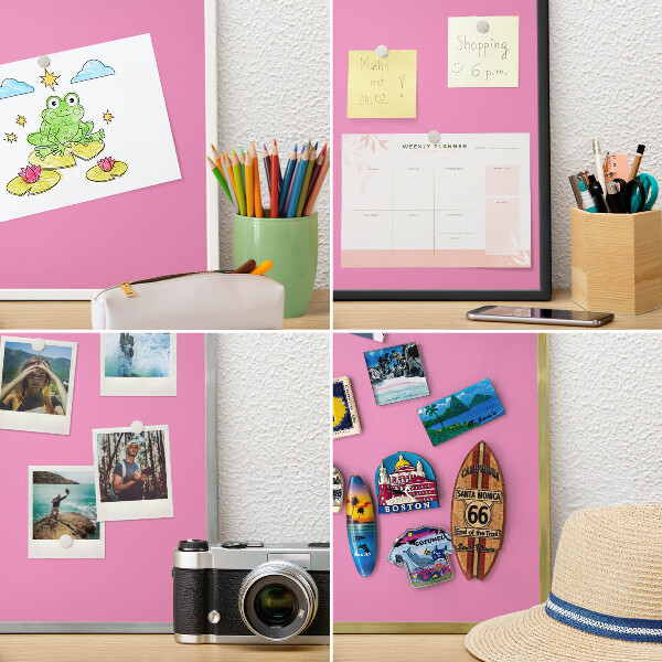 Tablero magnético metálico para souvenirs en color blanco Rosa frío