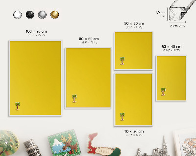Tablero magnético de pared para imanes con marco blanco Amarillo intenso