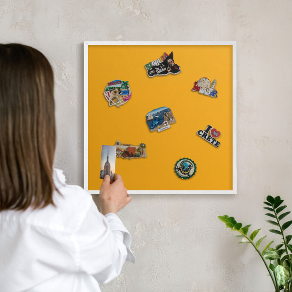 Tablero magnético de pared para imanes con marco blanco Naranja intenso