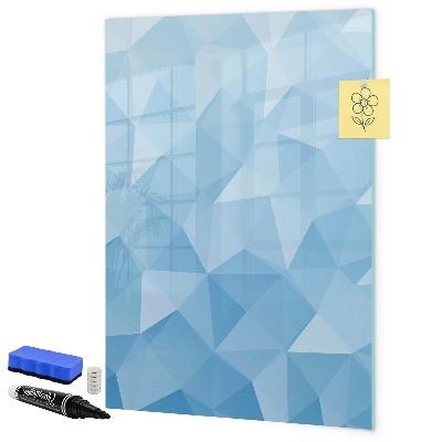 Pizarra borrable de cristal con imanes Tablero fotográfico moderno en color azul.