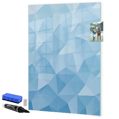 Pizarra borrable de cristal con imanes Tablero fotográfico moderno en color azul.