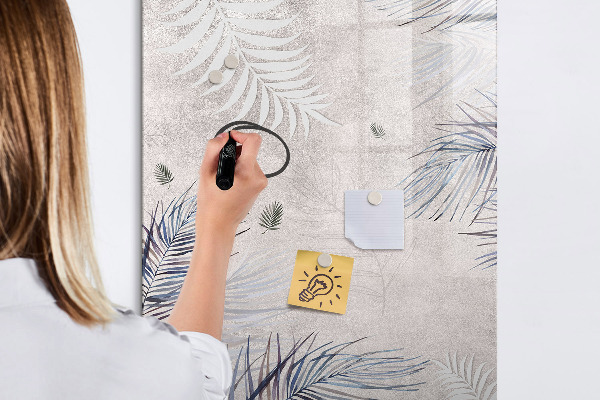 Pizarra borrable de cristal con imanes Elegante tablero fotográfico con plantas